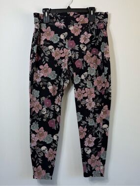 Torrid 3 3X Whimsygoth Black Floral Skull Botanical Premium Leggings